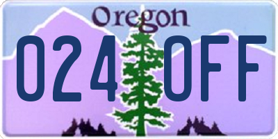 OR license plate 024OFF