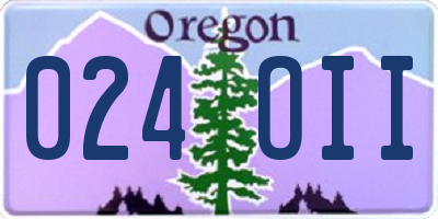 OR license plate 024OII