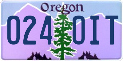 OR license plate 024OIT