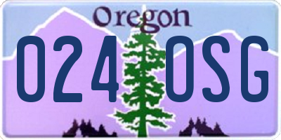 OR license plate 024OSG