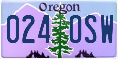 OR license plate 024OSW