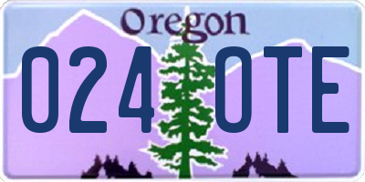 OR license plate 024OTE