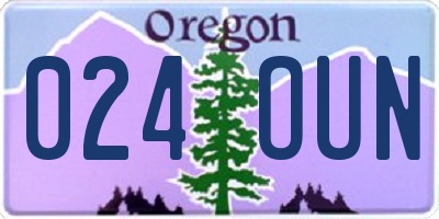 OR license plate 024OUN
