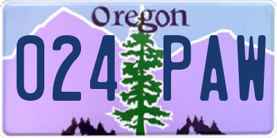 OR license plate 024PAW