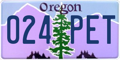 OR license plate 024PET