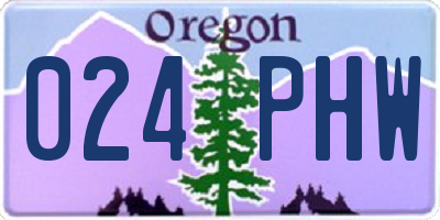 OR license plate 024PHW