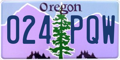 OR license plate 024PQW