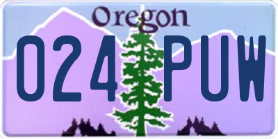 OR license plate 024PUW