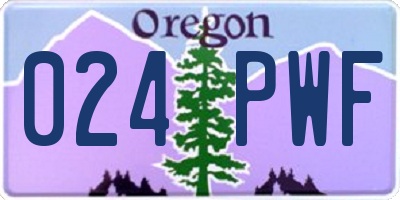 OR license plate 024PWF
