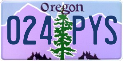 OR license plate 024PYS