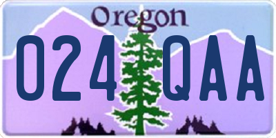 OR license plate 024QAA