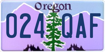 OR license plate 024QAF