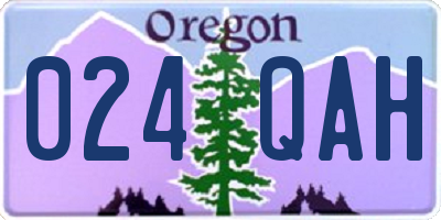 OR license plate 024QAH