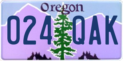 OR license plate 024QAK