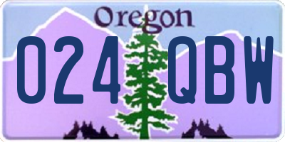 OR license plate 024QBW