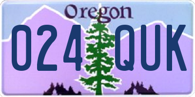 OR license plate 024QUK