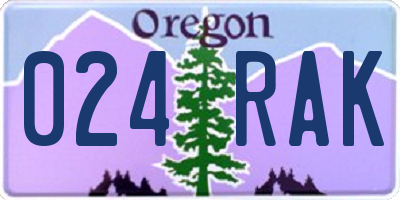 OR license plate 024RAK