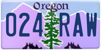 OR license plate 024RAW