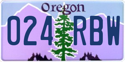 OR license plate 024RBW