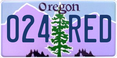 OR license plate 024RED