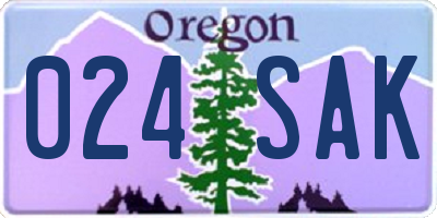 OR license plate 024SAK