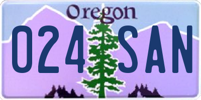 OR license plate 024SAN