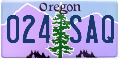 OR license plate 024SAQ