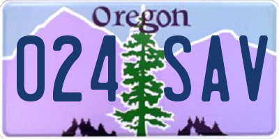 OR license plate 024SAV