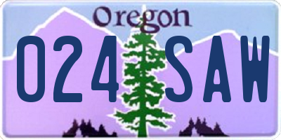 OR license plate 024SAW