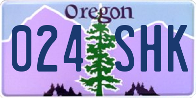 OR license plate 024SHK