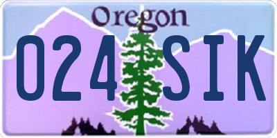 OR license plate 024SIK