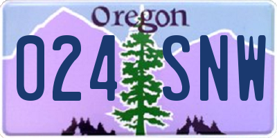 OR license plate 024SNW
