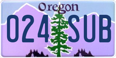 OR license plate 024SUB