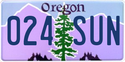 OR license plate 024SUN