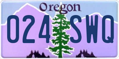 OR license plate 024SWQ