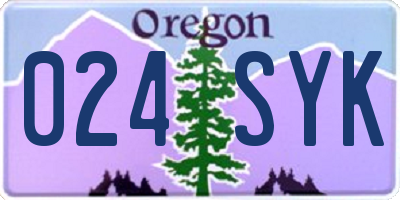OR license plate 024SYK