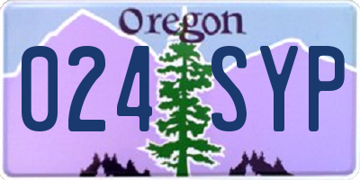 OR license plate 024SYP