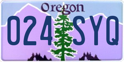 OR license plate 024SYQ