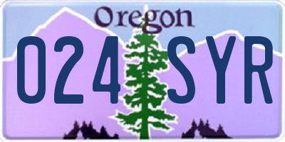 OR license plate 024SYR