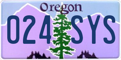 OR license plate 024SYS