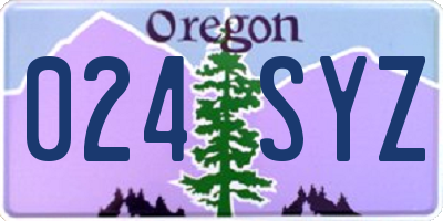 OR license plate 024SYZ