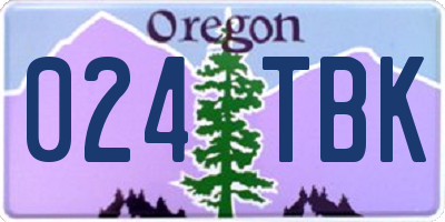 OR license plate 024TBK