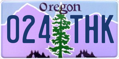 OR license plate 024THK