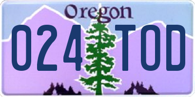 OR license plate 024TOD