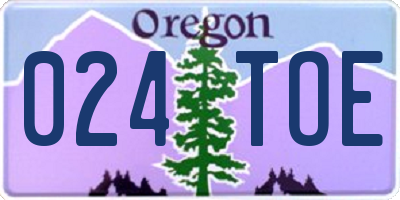 OR license plate 024TOE