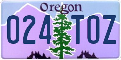 OR license plate 024TOZ