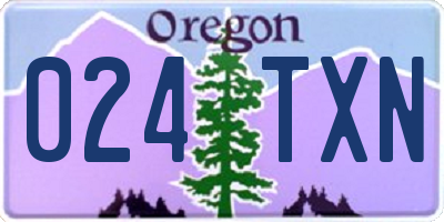 OR license plate 024TXN
