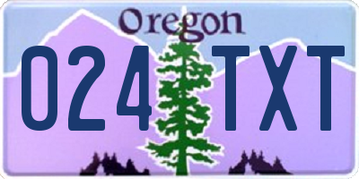 OR license plate 024TXT