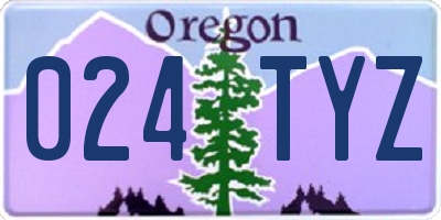 OR license plate 024TYZ
