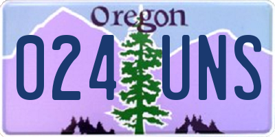 OR license plate 024UNS